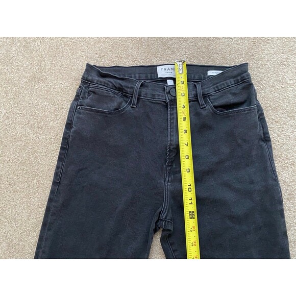 FRAME Le High Skinny Faded Black Scalloped Raw Hem Jeans Whittier Size 31 EUC - Picture 7 of 12